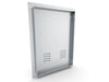 Rear view of Sunstone A-DV1724-L showing mounting frame depth – 17" x 24" vented 304 stainless access door for outdoor kitchen enclosures.