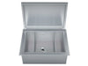Sunstone A-IC 28-inch drop-in insulated ice chest open lid showing divided interior and drain, 304 SS outdoor bar cooler.