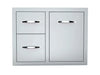 Sunstone A-LPCDD30 30-inch tank tray double drawer combo, stainless steel access panel with two drawers and pull-out tray.