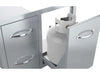 Close-up of propane tank on Sunstone A-LPCDD30 pull-out tray beside double drawers; tank not included.