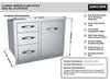 Sunstone A-LPCTD30 product dimensions and features diagram for 30-inch flush mount tank tray triple drawer combo.