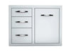 Sunstone A-LPCTD30 30-inch tank tray triple drawer combo, stainless outdoor kitchen access panel with three drawers and pull-out tray.