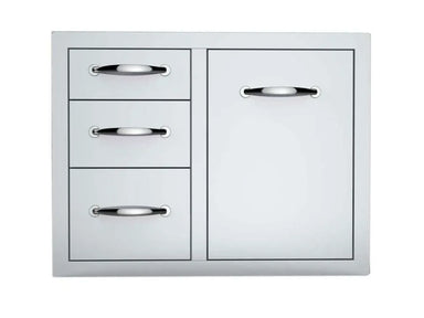 Sunstone A-LPCTD30 30-inch tank tray triple drawer combo, stainless outdoor kitchen access panel with three drawers and pull-out tray.