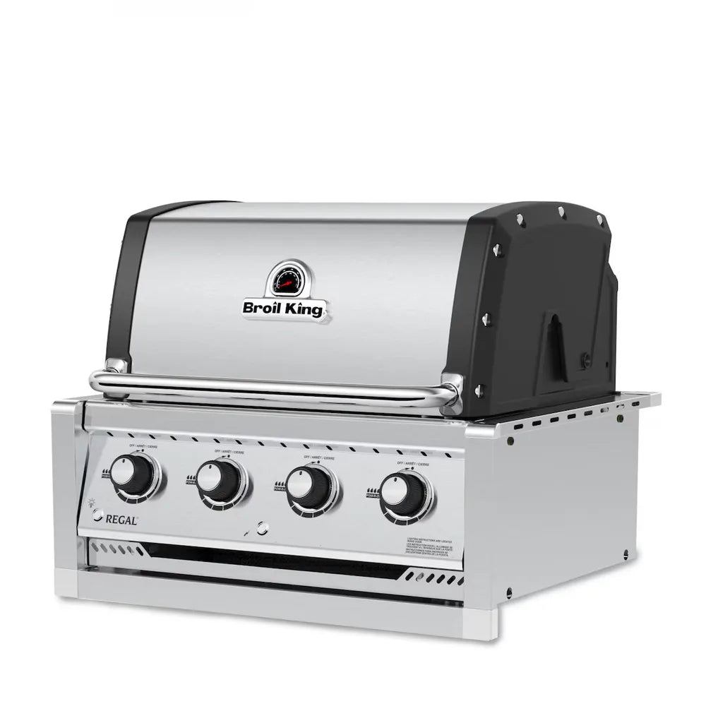 Broil King Regal S420 built-in 4-burner gas grill, side angle