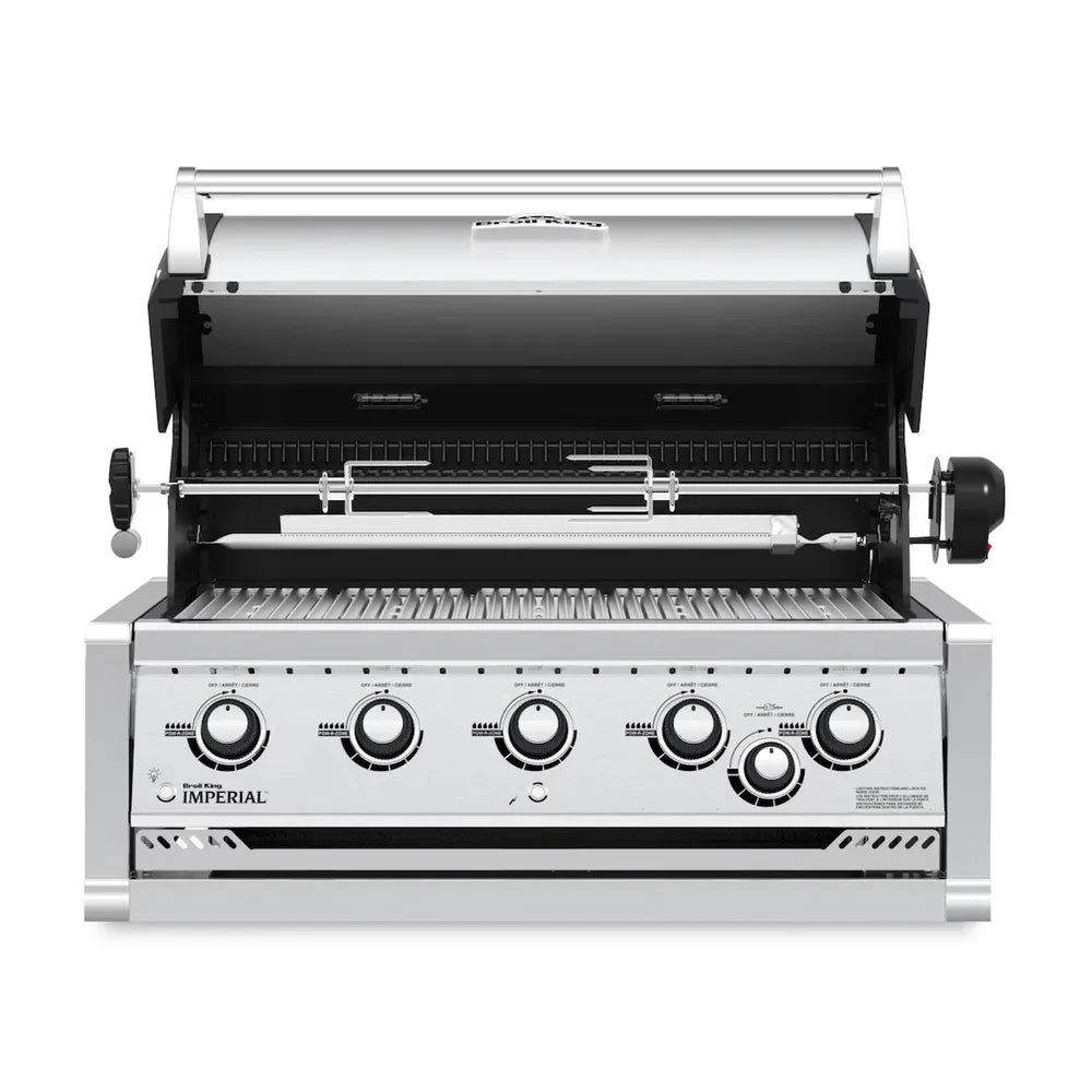 Broil King Imperial S 570 Built-In Gas Grill Open Lid with Rotissiere