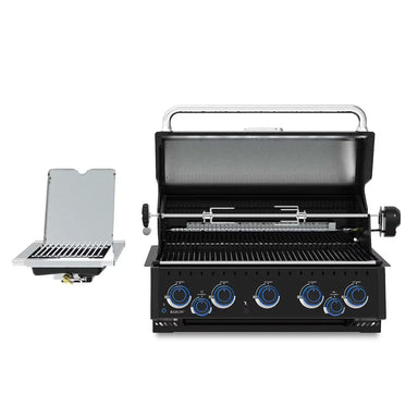 Broil King Baron 590 IR Shadow built-in gas grill with rotisserie open