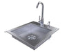 Sunstone ADASK20 ADA outdoor sink showing single basin and drain, stainless steel countertop sink with gooseneck faucet.