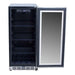 Summerset RFR-15G Glass Door Refrigerator interior view with blue LED light and bottle storage.