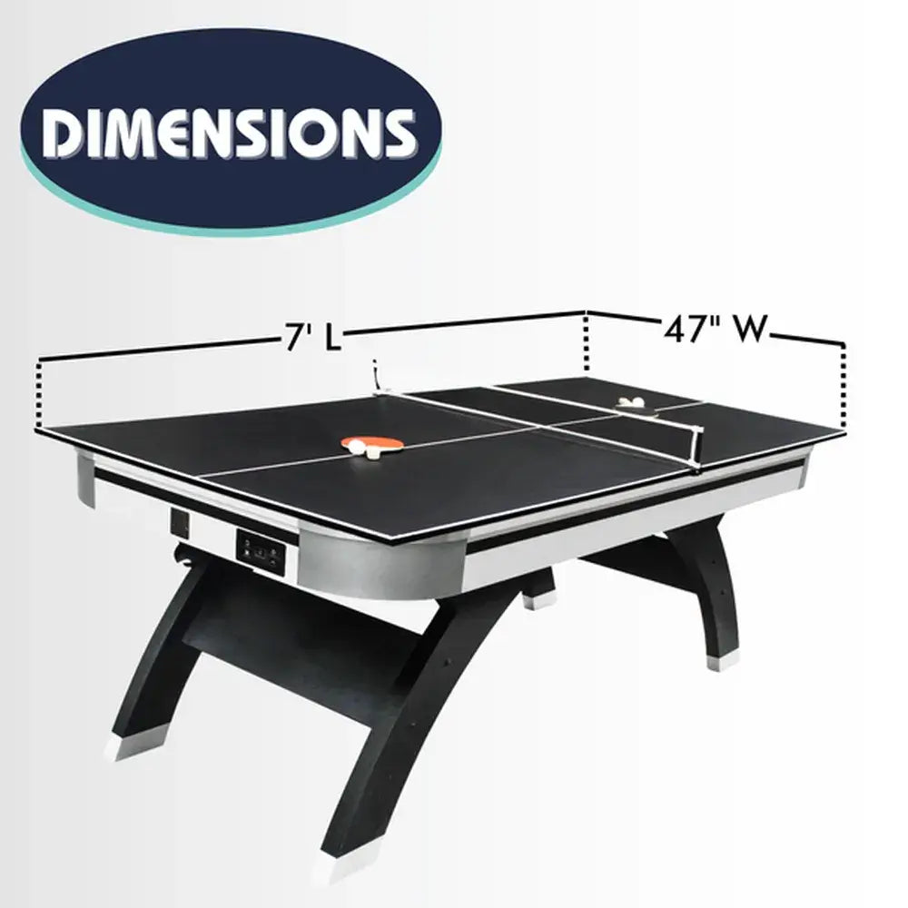 Freetime Fun Slap Shot Air Hockey table with Table Tennis conversion top dimensions: 7' L x 47" W