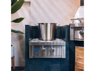 Built-in outdoor power burner with large stock pot - AMG ATSSPB2 ideal for deep frying and boiling