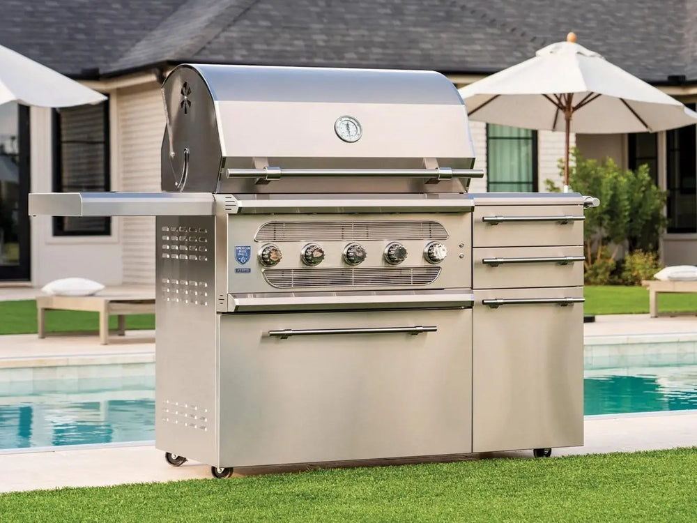 American Made Grills Muscle 36" Hybrid Grill w/ Cart Lifestyle by the pool