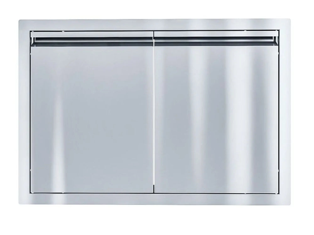 Sunstone ARU-DD30 30-inch stainless steel double access door with top vent slot, flush outdoor BBQ island cabinet doors.