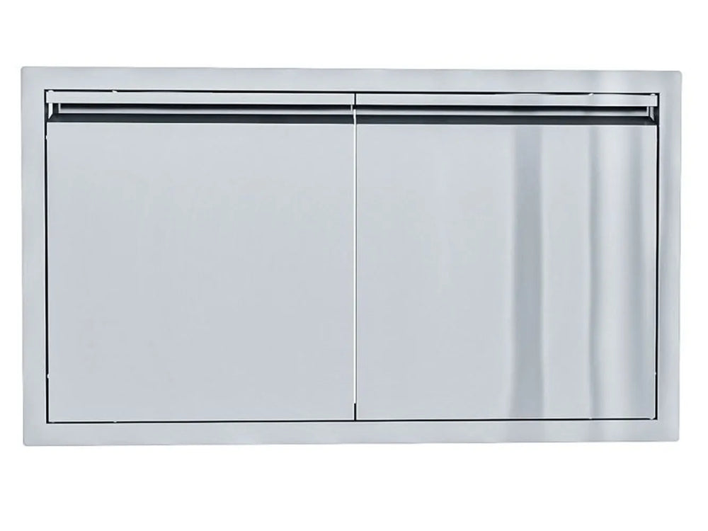 Sunstone ARU-DD36 36" stainless steel double access door with integrated top vent, flush-mount outdoor kitchen cabinet doors.