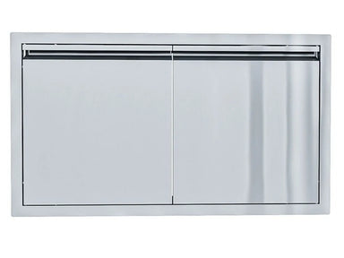 Sunstone ARU-DD36 36" stainless steel double access door with integrated top vent, flush-mount outdoor kitchen cabinet doors.