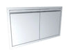 Angled view of Sunstone ARU-DD36 36-inch stainless double door, vented top design for outdoor BBQ island storage access.