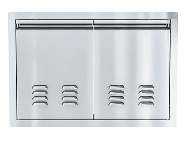 Sunstone ARU-DDV30 30" vented stainless steel double access door, flush-mount outdoor kitchen cabinet doors with ventilation louvers.
