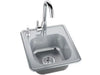 Top view of Sunstone A-SS17 drop-in stainless sink kit with high-arc hot/cold faucet and integrated drain for outdoor kitchens.