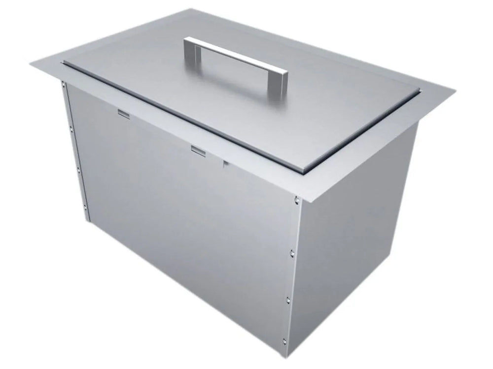 Sunstone B-IC14 insulated wall ice chest with stainless steel lid and handle, 14x12 built-in outdoor kitchen cooler.