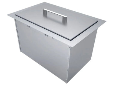 Sunstone B-IC14 insulated wall ice chest with stainless steel lid and handle, 14x12 built-in outdoor kitchen cooler.