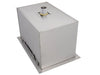 Rear view of Sunstone B-IC14 insulated wall ice chest with drain connection, stainless built-in outdoor bar cooler.