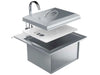 Sunstone B-PS21 21-inch stainless drop-in sink with faucet, lid cover and cutting board, outdoor kitchen prep sink with drain.