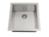 Top view of Sunstone B-SK20 20-inch single basin sink interior with drain, 304 stainless steel drop-in sink.