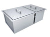 Sunstone B-SK34 34-inch double basin sink with two stainless steel covers, 304 SS drop-in outdoor kitchen sink.
