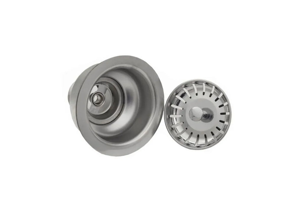 Sunstone B-SK34 sink drain and basket strainer assembly, 304 stainless steel drain hardware for double basin outdoor sink.