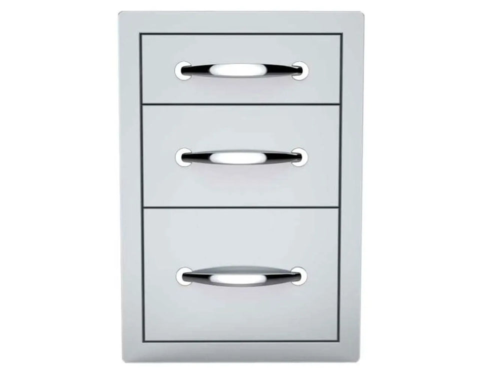 Sunstone B-TD18 14" triple access drawer (soft-close) — three stacked drawer fronts with curved chrome handles.