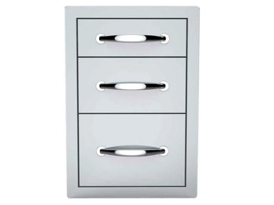 Sunstone B-TD18 14" triple access drawer (soft-close) — three stacked drawer fronts with curved chrome handles.