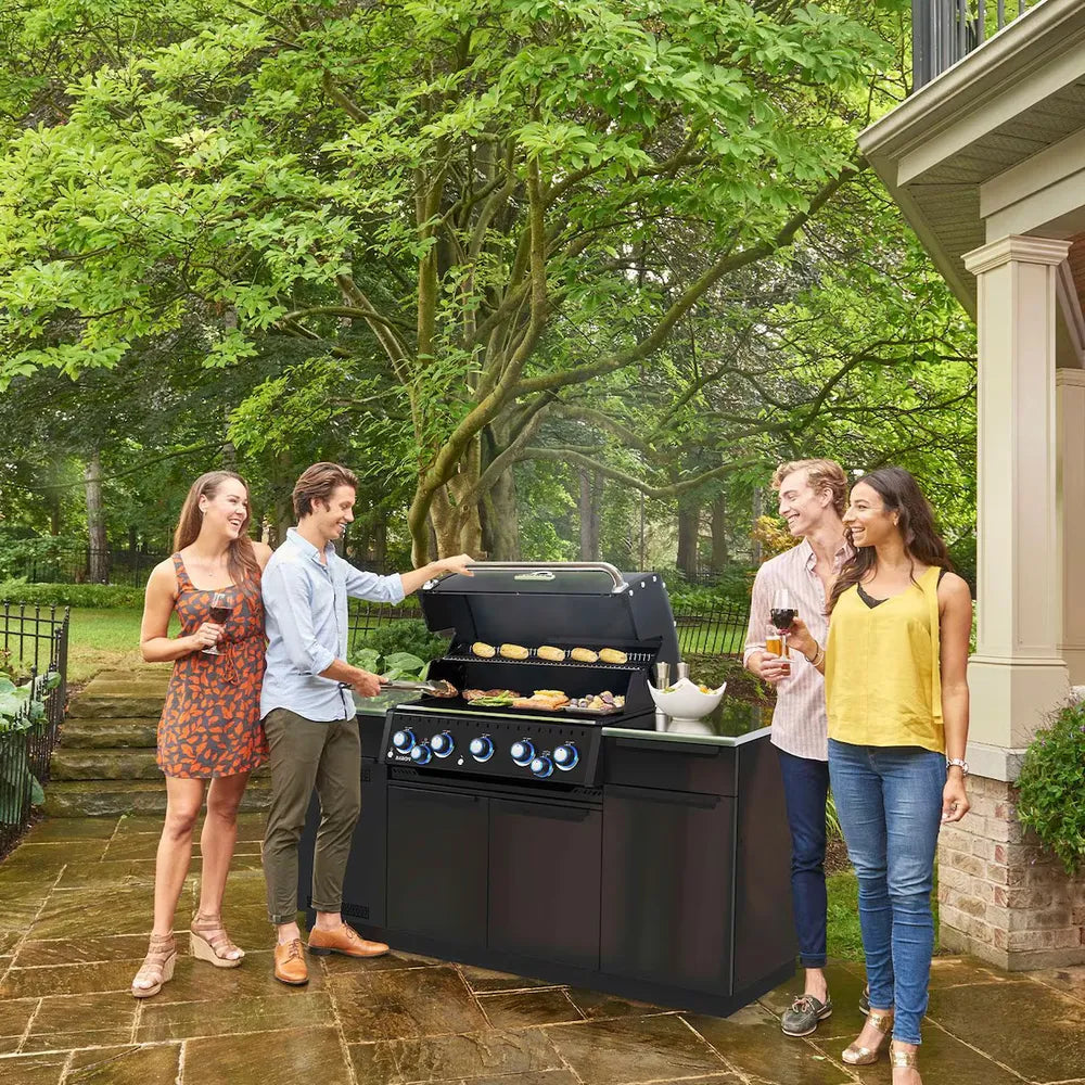 Broil King Baron 590i Grill Center entertaining outdoors, open grill