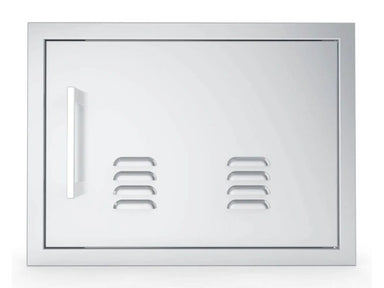 Sunstone BA-VDHR1420 14x20 beveled right-hinge vented access door, 304 stainless steel, front view with left-side handle.