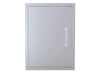 Front view of Sunstone BA-DV2027 304 stainless beveled vertical access door with slim handle and flush-mount frame.