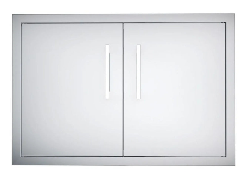 Front view of Sunstone BA-DD30 30-inch double access door, beveled frame, 304 stainless steel outdoor kitchen access panel.