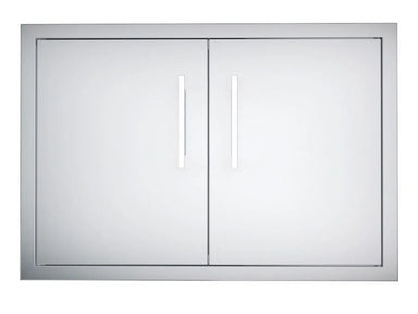 Front view of Sunstone BA-DD30 30-inch double access door, beveled frame, 304 stainless steel outdoor kitchen access panel.