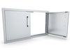 Sunstone BA-DD36 36" 304 stainless double access doors with right door open, showing wide cabinet opening and mounting frame.