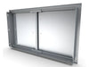 Back view of Sunstone BA-DD36 36" double access doors showing 304 stainless steel construction, reinforced panels, and install flange.