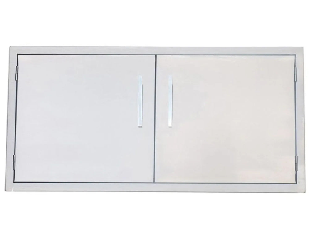Sunstone BA-DD42 42-inch double access door in 304 stainless steel with flush panels, full frame trim, and two vertical bar handles.