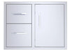 Sunstone BA-DDC30 30-inch stainless steel drawer and door combo, two drawers on left and access door on right.