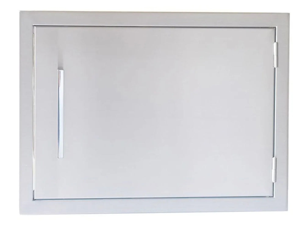 Sunstone BA-DH1420 14x20 reversible stainless steel access door, front view with vertical handle and right-side hinges.