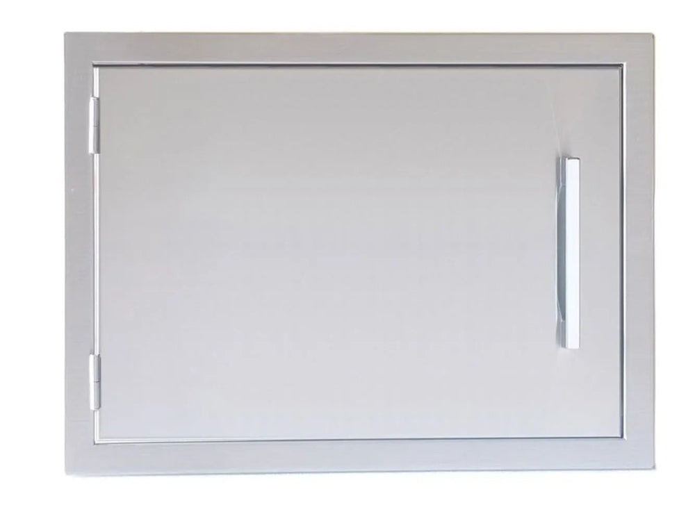 Sunstone BA-DH1420 14x20 reversible stainless steel access door, front view with vertical handle and left-side hinges.