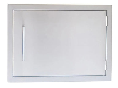 Sunstone BA-DH1420 14x20 reversible stainless steel access door, front view with vertical handle and right-side hinges.