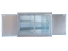 Sunstone BA-DSH30 dry storage pantry with both doors open, showing stainless interior with center divider and shelf storage.