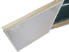 Close-up of Sunstone BA-DSH30 door edge showing weather gasket seal and stainless steel frame for outdoor kitchen dry storage.