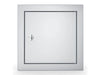 Front view of Sunstone BA-SD12 12x12 beveled stainless steel utility access door with chrome latch.