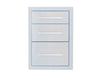 Sunstone BA-TD18 18" soft-close triple access drawer in 304 stainless steel with three stacked drawers and horizontal pull handles.