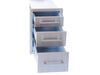 Sunstone BA-TD18 triple stainless steel access drawer with all three drawers extended, showing deep storage and smooth slide rails.