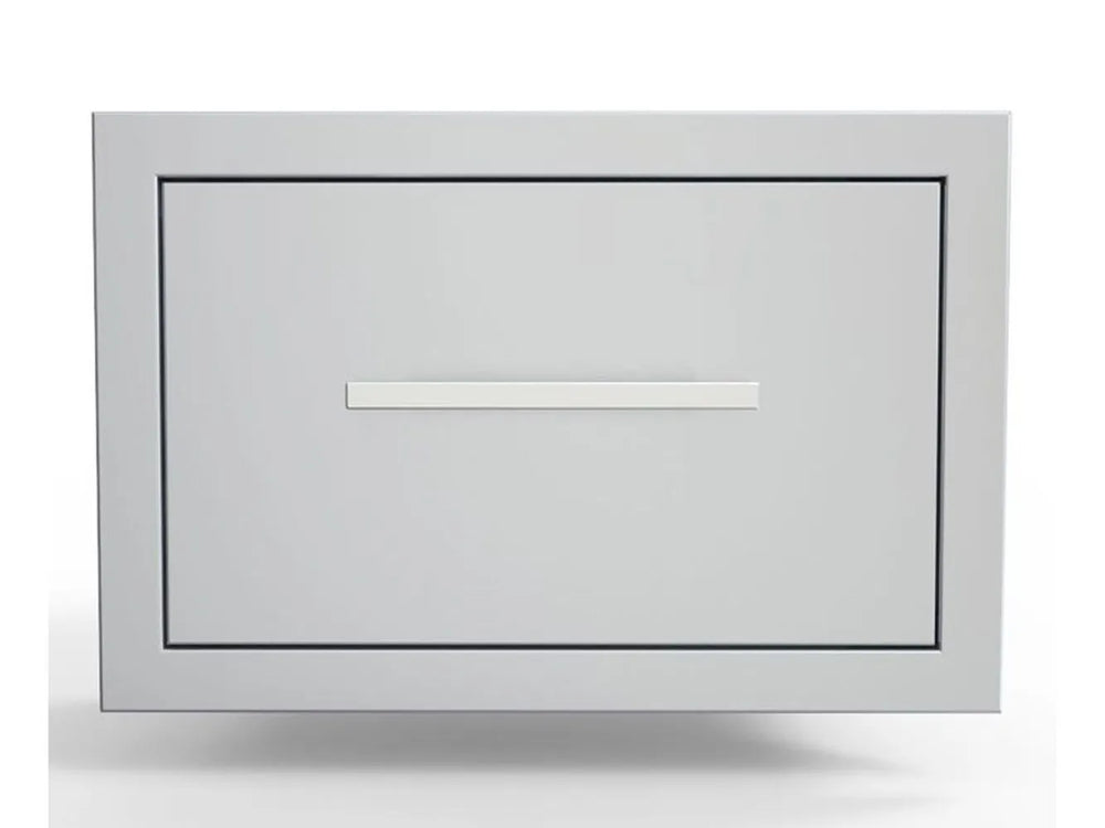 Sunstone BA-TH17 304 stainless steel built-in paper towel holder, closed front view for outdoor kitchen islands.