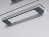 Close-up of Sunstone stainless steel drawer handle on BA-TRD2027 outdoor kitchen trash drawer cabinet.