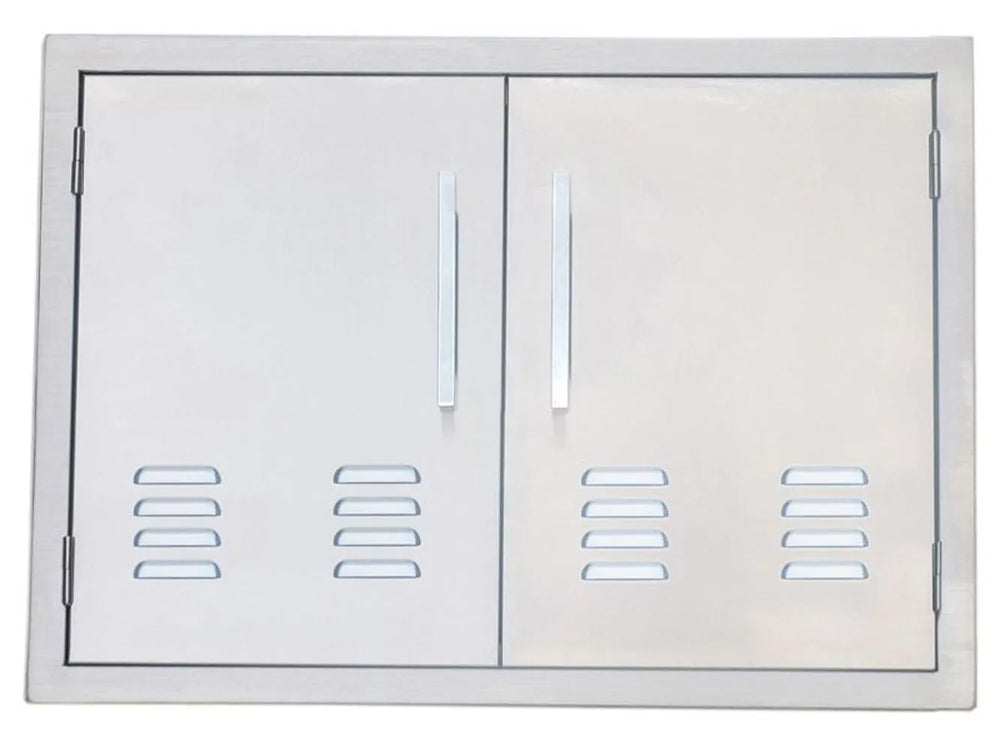 Sunstone BA-VDD30 30-inch vented double access door in 304 stainless steel with two bar handles and lower louvered vents.